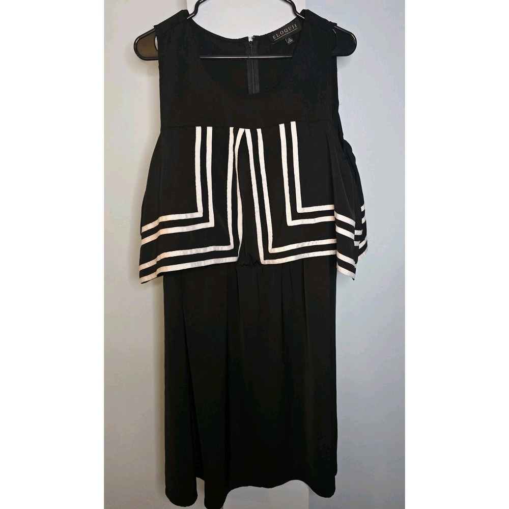 Eloquii Black White Sailor‎ Cold Shoulder Dress Size 16 NWT